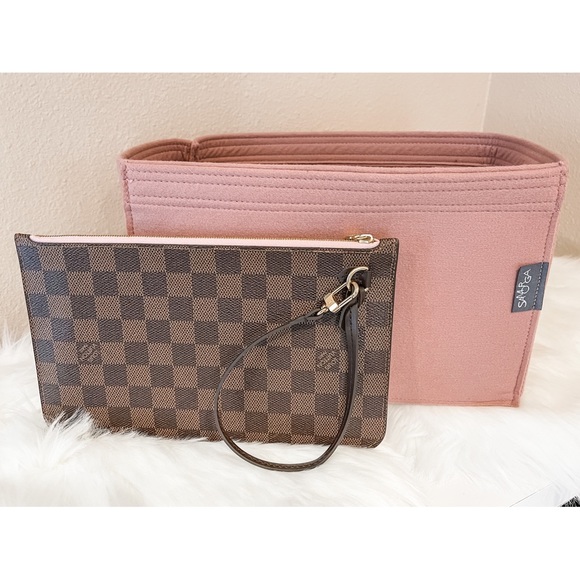 AUTHENTIC Louis Vuitton Damier Ebene Neverfull MM Rose Ballerine - Picture 10 of 11